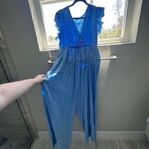 Blue Ruffled Jumpsuit